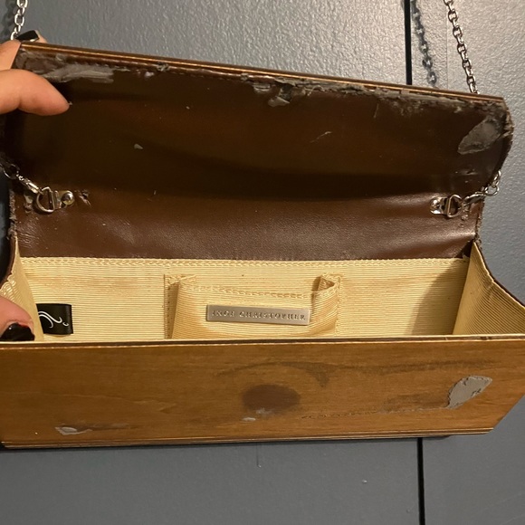 Vintage Style Inge Christopher Zena Wood Convertible Purse / Clutch - Picture 5 of 16